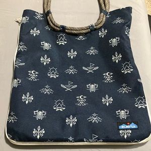 Kavu Navy Blue Barter Tote Bag with White lake Patterns